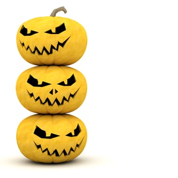 Image sinister pumpkins for Halloween on a white background