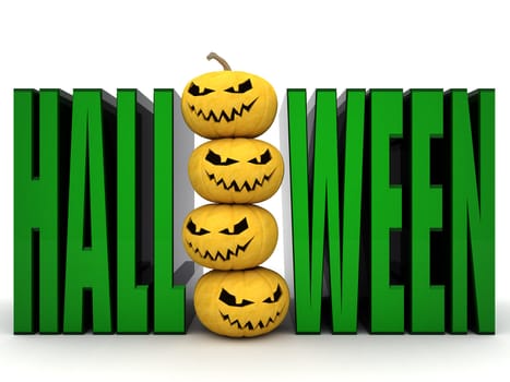 Image sinister pumpkins for Halloween on a white background