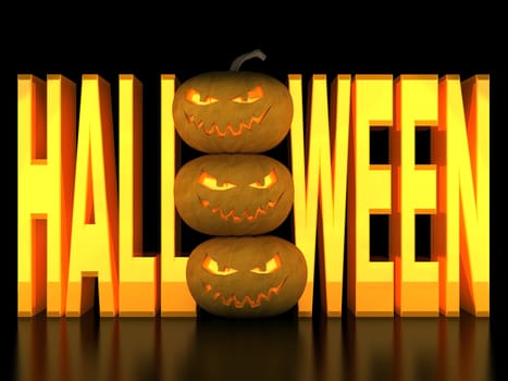Image sinister pumpkins for Halloween on a black background