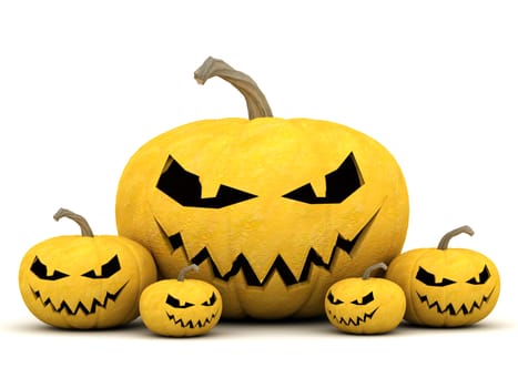 Image sinister pumpkins for Halloween on a white background