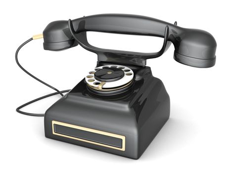 image of beautiful, old phone on a white background