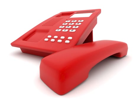image of beautiful, red phone on a white background