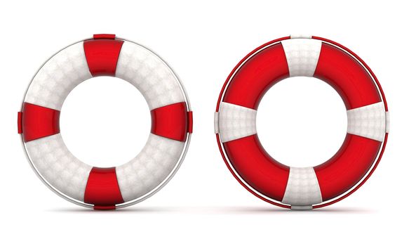 The image of a life buoy on a white background