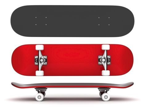brand new skateboard, pictured on a white background