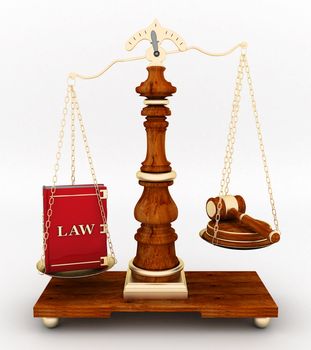 beautiful image of judicial attributes on a white background