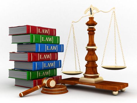 beautiful image of judicial attributes on a white background
