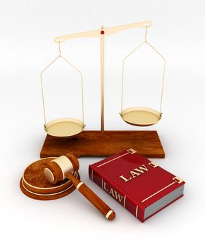 beautiful image of judicial attributes on a white background