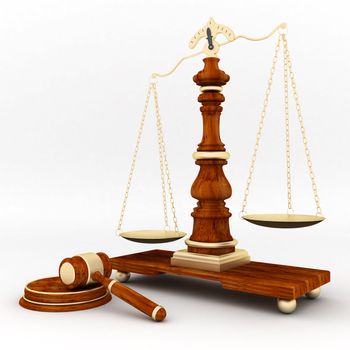 beautiful image of judicial attributes on a white background