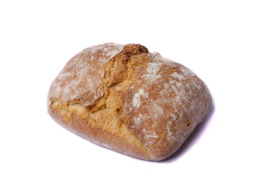 Close view of some bread  isolated on a white background.