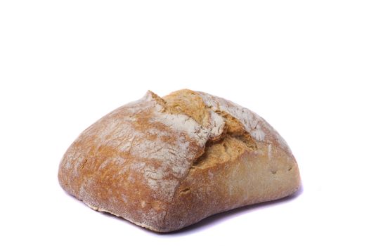 Close view of some bread  isolated on a white background.