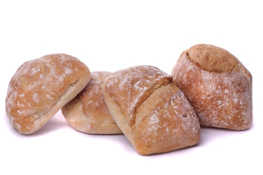 Detail view of a bunch of small portuguese breads, called carca�as.