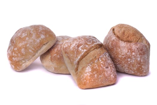 Detail view of a bunch of small portuguese breads, called carca�as.