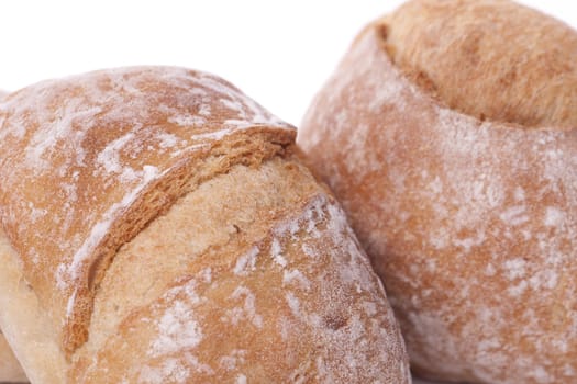 Detail view of a bunch of small portuguese breads, called carca�as.