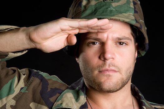 Military soldier man saluting