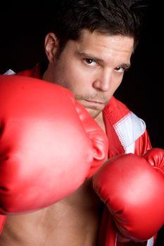 Young man boxing