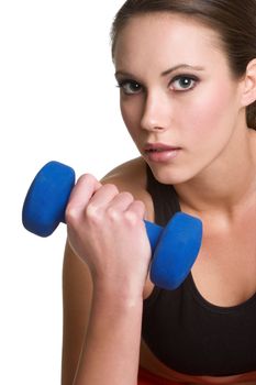 Beautiful woman lifting weights