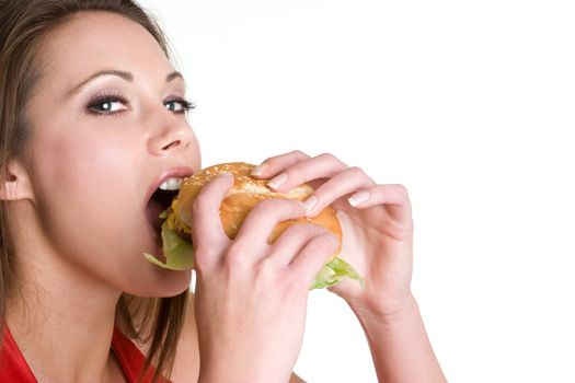 Beautiful woman biting food