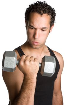 Isolated young man exercising