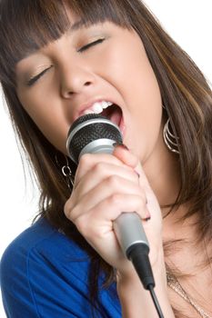 Pretty young asian woman singing