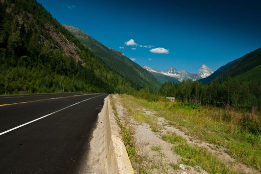 on the road to banff national park in canda