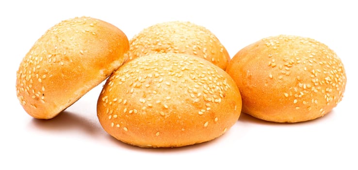 Heap of buns with sesame isolated on the white background