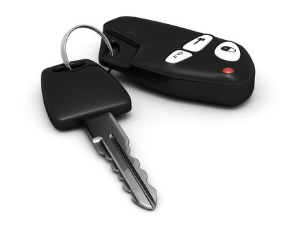 Car key and remote control isolated on a white background