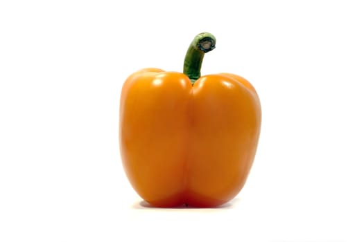 Alone orange bell pepper isolated on a white background.