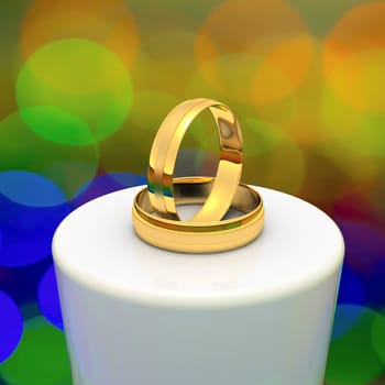 Golden rings on the blurry background