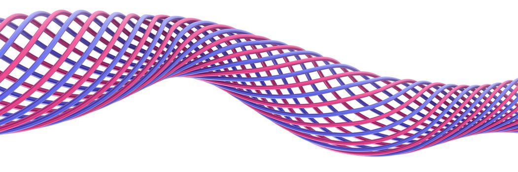 Blue and red 3d spiral isolated on the white background