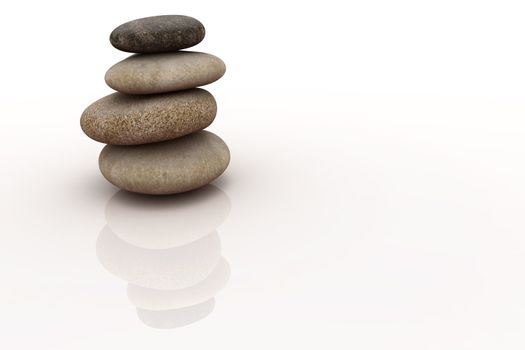 Spa concept - stack of pebbles isolated on the white background