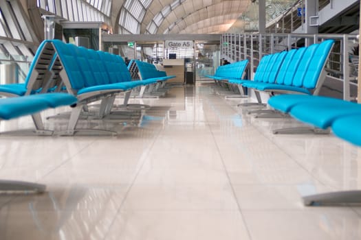 Empty seats in airport lounge of  Suvarnabhumi, Bangkok, Thailand