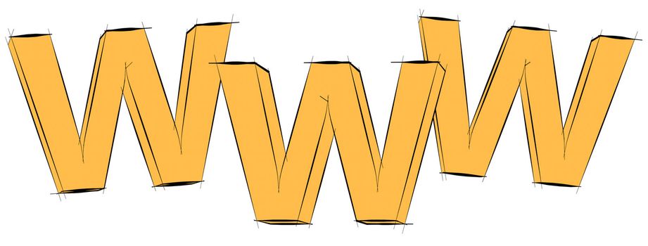 Yellow letters "WWW" isolated on the white background