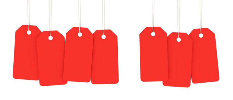 Set of one white and red price tags isolated on the white background