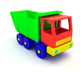 Toy lorry isolated on the white background