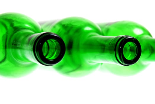 Green Bottles isolated on a white background