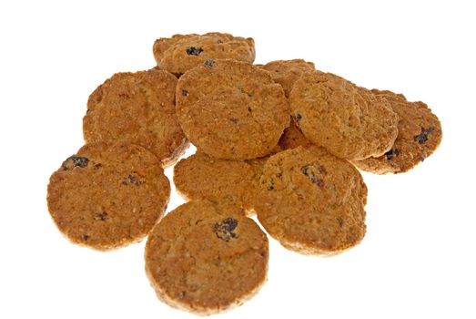 Cocoa chocolate cookies isolated on white background.