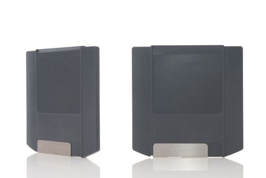 Two zip disks isolated on white background.