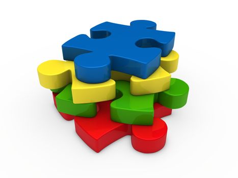 3d puzzle red green yellow blue successive