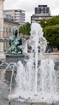 The sculpturre in front of Oslo City Hall in central Oslo Norway