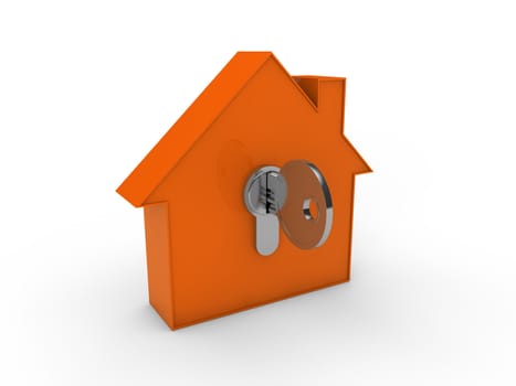 3d house key orange home estate security