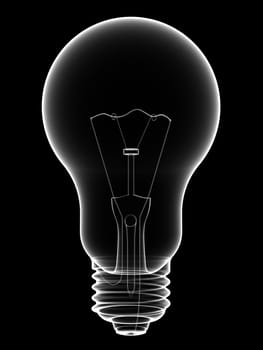 X-Ray lightbulb isolated on black background. High resolution 3D image