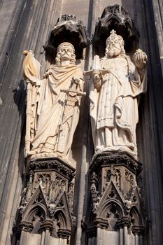 Statues on the Western Facade of the Cologne Cathedral. UNESCO Wold Heritage Site.