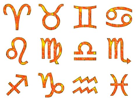 Set of twelve Zodiac signs isolated on white background