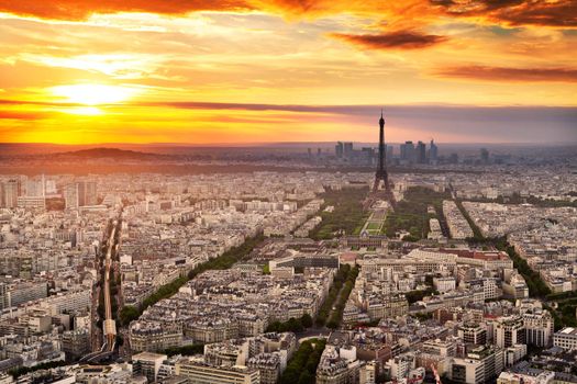 Panorama of Paris at sunset