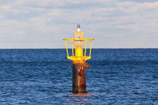 Navigational buoy at sea (sea mark)