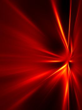 Red and yellow rays on black background. High resolution abstract image