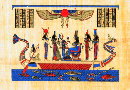 Ancient papyrus with images of egyptian history 
