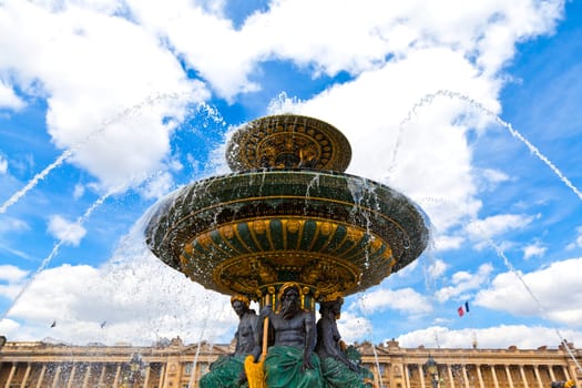 Fountain on Place de la Concorde in Paris, France