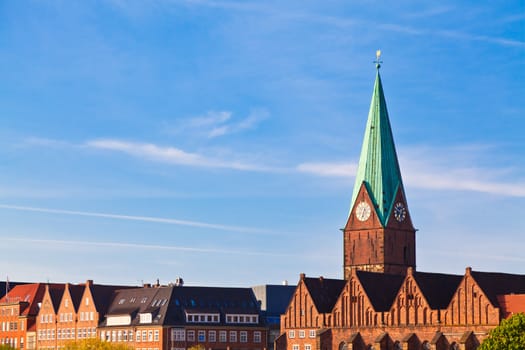 Skyline of the city Bremen in Germany with St. Martin's Church