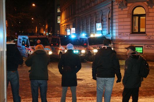 Demonstration In Oslo 11.01.09 against Israel way to handle the conflict against Palestine. Many foreigner teenagers was "out of control" and attacking police and destroying shops.